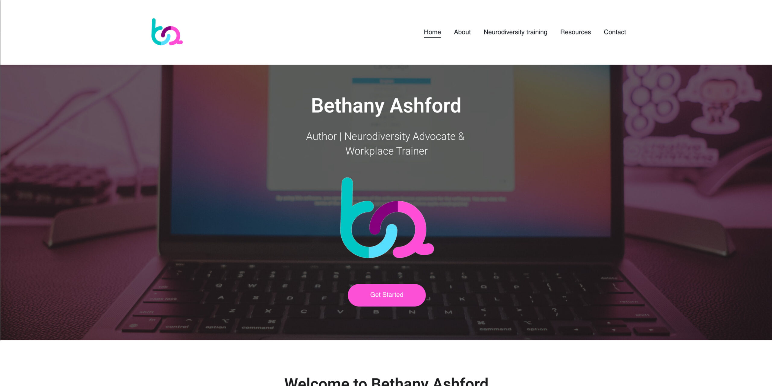 Bethany Ashford website desktop screenshot