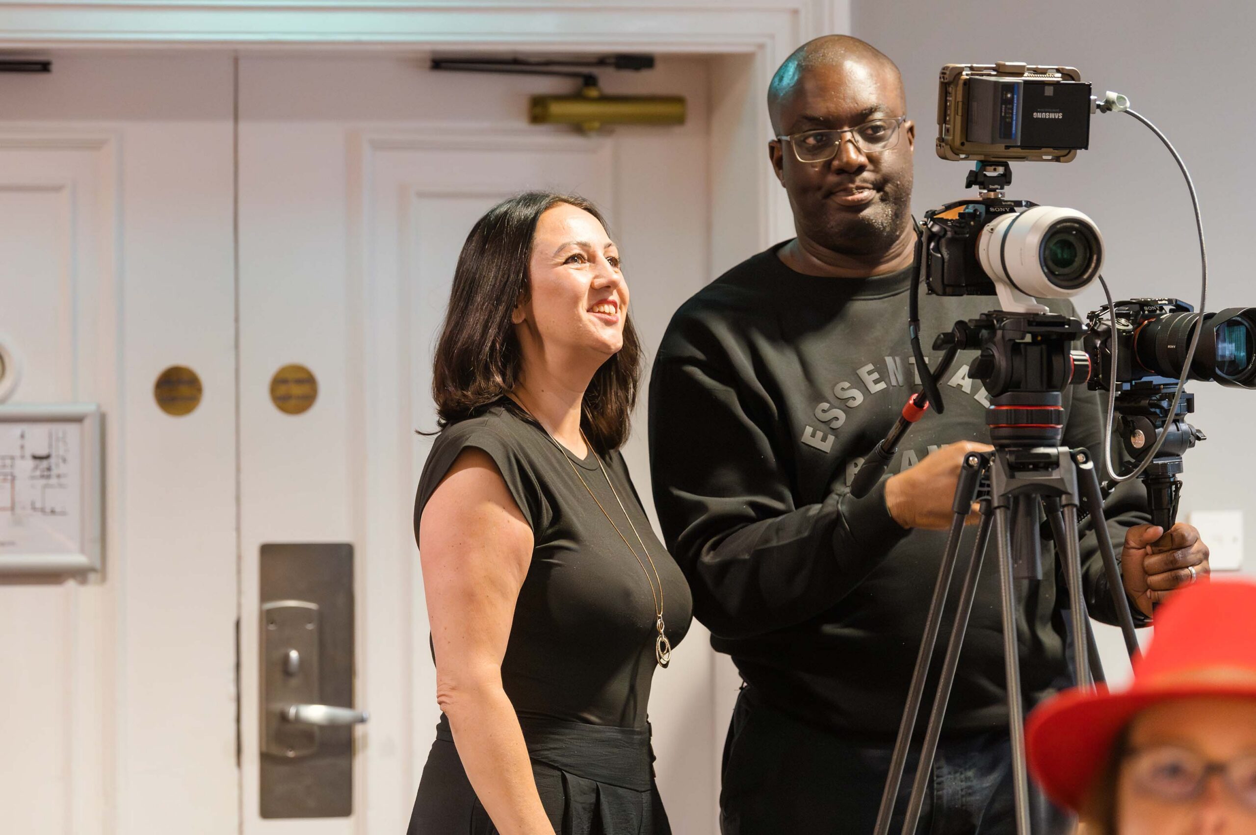 Filming at the Bold Voices event